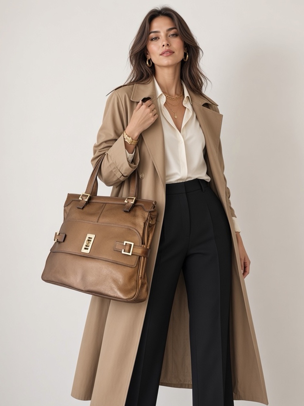 MULBERRY Maggie gold bronze purse tote bag